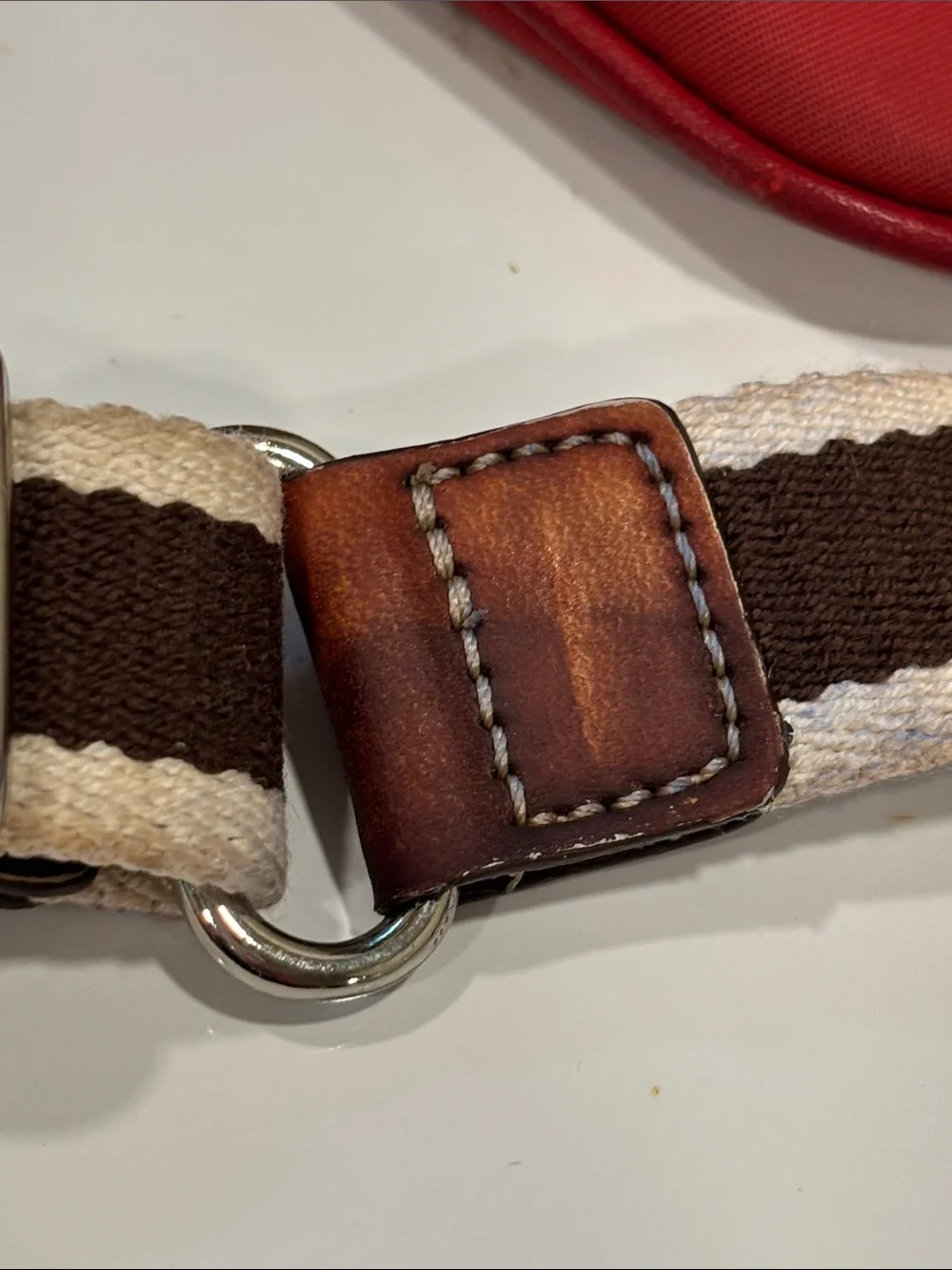 Coach Red Nylon Crossbody Bag with Striped Adjustable Strap